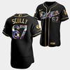 Vin Forever Los Angeles Dodgers Vin Scully 67 Black Jersey Golden Diamond - Robokeg