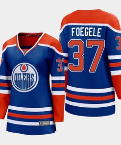 Warren Foegele Edmonton Oilers 37 2022-23 Home Women Premier Breakaway Player Jersey Royal - Robokeg