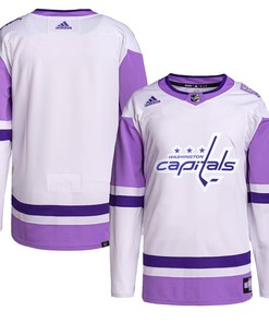 Washington Capitals Adidas Hockey Fights Cancer Primegreen Authentic Blank Practice Jersey - White/purple Nhl - Robokeg