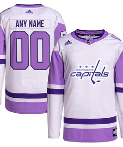 Washington Capitals Adidas Hockey Fights Cancer Primegreen Authentic Custom Jersey - White/purple Custom Jerseys Nhl - Robokeg