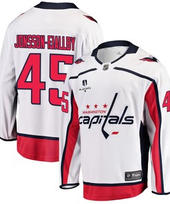 Washington Capitals Axel Jonsson-Fjallby 45 Away 2022 Stanley Cup Playoffs Breakaway Men Jersey - White - Robokeg