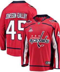Washington Capitals Axel Jonsson-Fjallby 45 Home 2022 Stanley Cup Playoffs Breakaway Men Jersey - Red - Robokeg