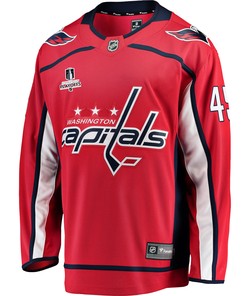 Washington Capitals Axel Jonsson-Fjallby 45 Home 2022 Stanley Cup Playoffs Breakaway Men Jersey - Red - Robokeg