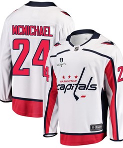 Washington Capitals Connor McMichael 24 Away 2022 Stanley Cup Playoffs Breakaway Men Jersey - White - Robokeg