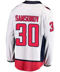 Washington Capitals Ilya Samsonov 30 Away 2022 Stanley Cup Playoffs Breakaway Men Jersey - White - Robokeg
