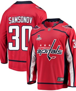 Washington Capitals Ilya Samsonov 30 Home 2022 Stanley Cup Playoffs Breakaway Men Jersey - Red - Robokeg