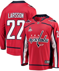 Washington Capitals Johan Larsson 22 Home 2022 Stanley Cup Playoffs Breakaway Men Jersey - Red - Robokeg