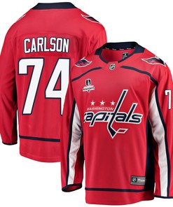 Washington Capitals John Carlson 74 Home 2022 Stanley Cup Playoffs Breakaway Men Jersey - Red - Robokeg