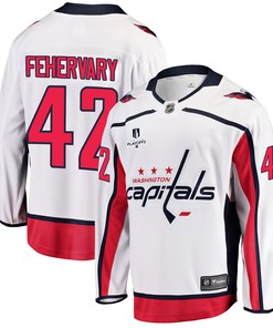 Washington Capitals Martin Fehervary 42 Away 2022 Stanley Cup Playoffs Breakaway Men Jersey - White - Robokeg
