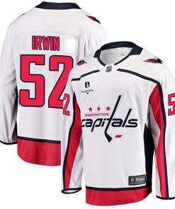 Washington Capitals Matt Irwin 52 Away 2022 Stanley Cup Playoffs Breakaway Men Jersey - White - Robokeg