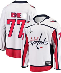 Washington Capitals T. J. Oshie 77 Away 2022 Stanley Cup Playoffs Breakaway Men Jersey - White - Robokeg