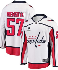 Washington Capitals Trevor van Riemsdyk 57 Away 2022 Stanley Cup Playoffs Breakaway Men Jersey - White - Robokeg