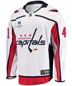Washington Capitals Vitek Vanecek 41 Away 2022 Stanley Cup Playoffs Breakaway Men Jersey - White - Robokeg