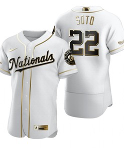 Washington Nationals #22 Juan Soto Mlb Golden Brandedition White Jersey Gift For Nationals Fans - Robokeg