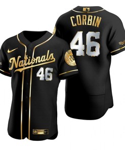 Washington Nationals #46 Patrick Corbin Mlb Golden Brandedition Black Jersey Gift For Nationals Fans - Robokeg
