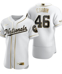 Washington Nationals #46 Patrick Corbin Mlb Golden Brandedition White Jersey Gift For Nationals Fans - Robokeg