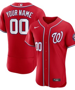 Washington Nationals Alternate Authentic Custom Patch Jersey Scarlet Custom Jerseys Mlb - Robokeg