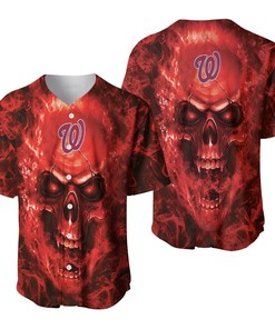 Washington Nationals Mlb Fan Skull Baseball Jersey - Robokeg