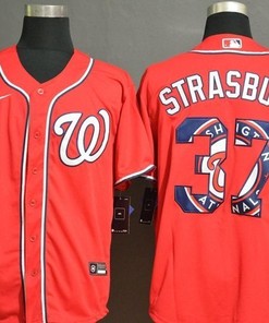 Washington Nationals Stephen Strasburg #37 2020 Mlb Red Orange Jersey - Robokeg