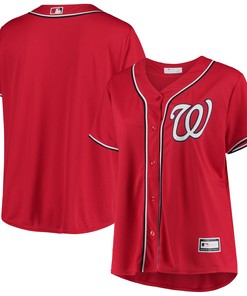 Washington Nationals Womens Plus Size Alternate Replica Team Jersey - Red Mlb - Robokeg