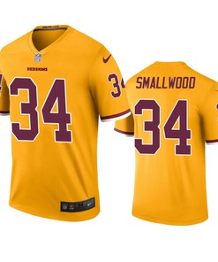 Washington Redskins Wendell Smallwood Gold Color Rush Legend Jersey - Robokeg