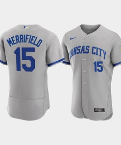 Whit Merrifield 15 Kansas City Royals Men's 2022-23 Road Jersey - Gray Jersey - Robokeg