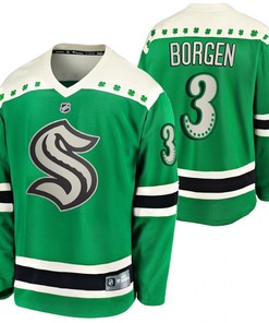 Will Borgen Seattle Kraken 2022 St. Patrick Green 3 Jersey Jersey - Robokeg