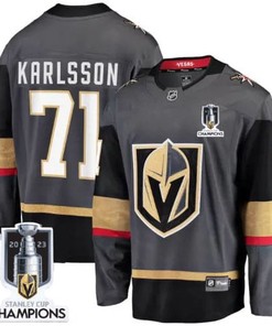 William Karlsson 71 Vegas Golden Knights 2023 Stanley Cup Champions Patch Alternate Breakaway Player Jersey - Black - Robokeg