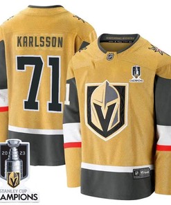 William Karlsson 71 Vegas Golden Knights 2023 Stanley Cup Champions Patch Breakaway Home Jersey - Gold - Robokeg