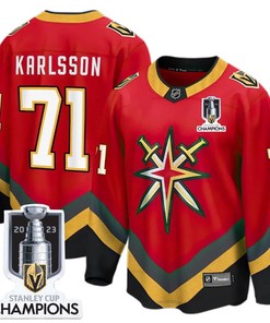 William Karlsson 71 Vegas Golden Knights 2023 Stanley Cup Champions Patch Reverse Editon Jersey - Red - Robokeg