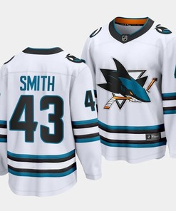 William Smith #43 San Jose Shark 2023 NHL Draft Away Men Jersey - White - Robokeg
