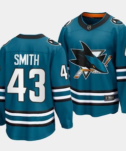William Smith #43 San Jose Shark 2023 NHL Draft Home Men Jersey - Teal - Robokeg
