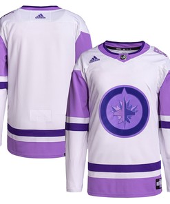Winnipeg Jets Adidas Hockey Fights Cancer Primegreen Authentic Blank Practice Jersey - White/purple Nhl - Robokeg