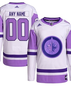 Winnipeg Jets Adidas Hockey Fights Cancer Primegreen Authentic Custom Jersey - White/purple Custom Jerseys Nhl - Robokeg
