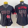 Women Cincinnati Reds #44 Red Elly De La Cruz Jersey - Black Red - Robokeg