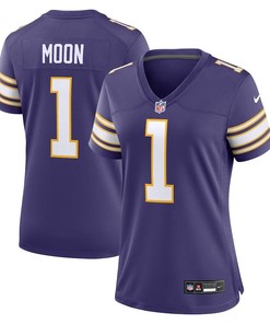 Women Minnesota Vikings #1 Warren Moon Classic Retired Player Game Jersey - Purple - Robokeg