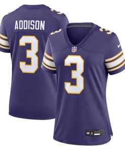 Women Minnesota Vikings #3 Jordan Addison Classic Player Game Jersey - Purple - Robokeg