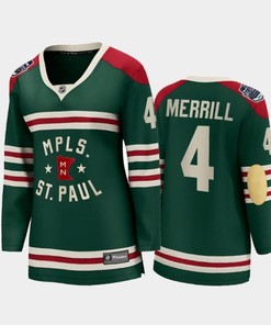 Women Minnesota Wild Jon Merrill 4 2022 Winter Classic State Of Hockey Jersey Green Jersey - Robokeg