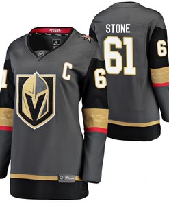 Women Vegas Golden Knights Mark Stone 61 Home Black 2021 Captain Jersey Jersey - Robokeg