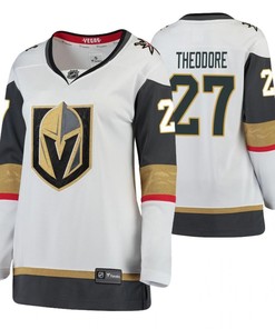 Women Vegas Golden Knights Shea Theodore 27 Breakaway Away White Jersey Jersey - Robokeg