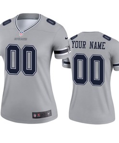 Womens Dallas Cowboys Custom Silver Inverted Legend Jersey - Robokeg
