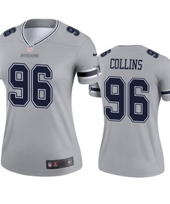 Womens Dallas Cowboys Maliek Collins Silver Inverted Legend Jersey - Robokeg
