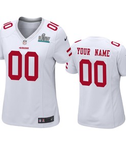 Womens San Francisco 49ers Custom White Super Bowl Liv Game Jersey - Robokeg