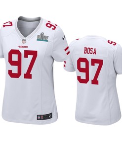 Womens San Francisco 49ers Nick Bosa White Super Bowl Liv Game Jersey - Robokeg