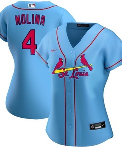 Yadier Molina #4 St Louis Cardinals 2020 Mlb Blue Womens Jersey - Robokeg