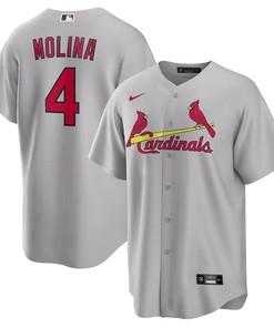 Yadier Molina 4 St. Louis Cardinals Road Men Jersey - Gray - Robokeg