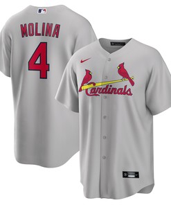 Yadier Molina St Louis Cardinals Road Replica Player Name Jersey Gray Mlb - Robokeg