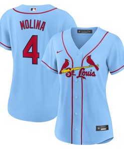 Yadier Molina St Louis Cardinals Womens Alternate Replica Player Jersey Light Blue Mlb - Robokeg