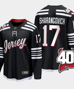 Yegor Sharangovich 17 New Jersey Devils 2022-23 40th Anniversary Alternate Black Jersey - Robokeg