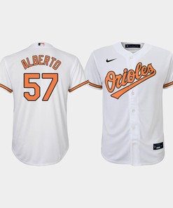 Youth Baltimore Orioles Hanser Alberto 57 White Home Jersey MLB Jersey - Robokeg